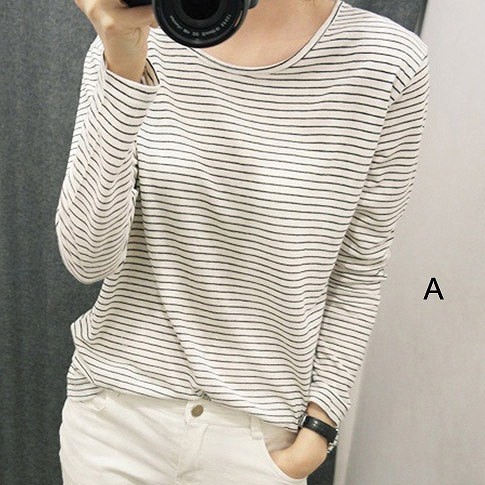 レディース　トップス　カットソー　Tシャツ　ラウンドネック　ボーダー　長袖　シンプル　定番　大人可愛い　大きいサイズ　フェミニン　オフィス　デート　お出かけ　デイリー　ホワイト　ピンク　送料無料