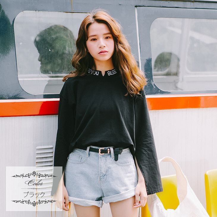 レディース　トップス　Tシャツ　カットソー　ラウンドネック　長袖　無地　スリーブスリット　大きいサイズ　カジュアル　大人可愛い　フェミニン　オフィス　デート　お出かけ　デイリー　ホワイト　ブラック　グレー　ブラウン　送料無料