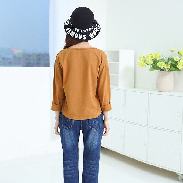 レディース　トップス　Tシャツ　カットソー　ラウンドネック　長袖　無地　カジュアル　大人可愛い　フェミニン　デート　お出かけ　デイリー　ピンク　ブラウン　ブラック　送料無料