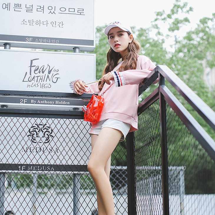 レディース　トップス　Tシャツ　カットソー　ラウンドネック　長袖　ゆるT　無地　ライン　大きいサイズ　カジュアル　大人可愛い　フェミニン　デート　お出かけ　デイリー　ピンク　ブラック　送料無料