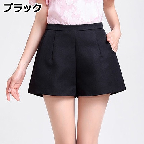 レディース　ボトムス　キュロット　ショート　パンツ　ハイウエスト　スカート　無地　カジュアル　大きいサイズ　シンプル　美脚　脚長　デイリー　お出かけ　デート　ワインレッド　ブラック　ホワイト　レッド　送料無料