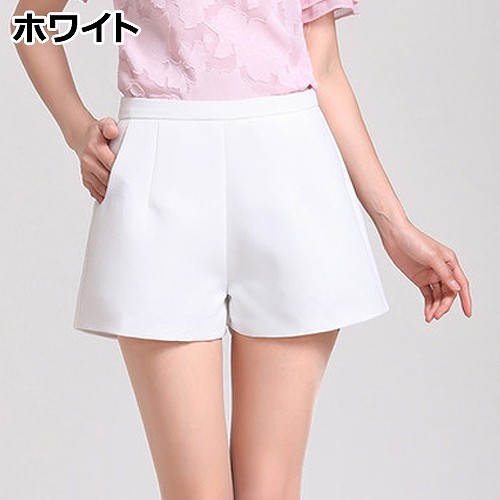 レディース　ボトムス　キュロット　ショート　パンツ　ハイウエスト　スカート　無地　カジュアル　大きいサイズ　シンプル　美脚　脚長　デイリー　お出かけ　デート　ワインレッド　ブラック　ホワイト　レッド　送料無料