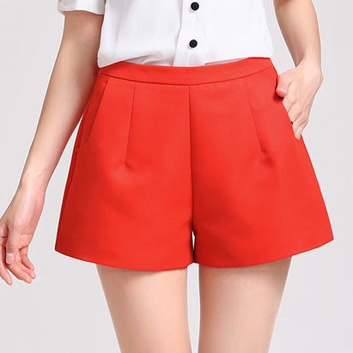 レディース　ボトムス　キュロット　ショート　パンツ　ハイウエスト　スカート　無地　カジュアル　大きいサイズ　シンプル　美脚　脚長　デイリー　お出かけ　デート　ワインレッド　ブラック　ホワイト　レッド　送料無料