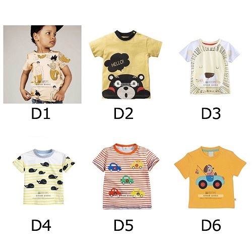 ベビー　キッズ　子供服　Tシャツ　ボーダー　アニマル　プリント　半袖　かわいい　キュート　カジュアル　おでかけ　デイリー　保育園　幼稚園　ホワイト　グレー　ブルー　レッド　オレンジ　ピンク　イエロー　送料無料