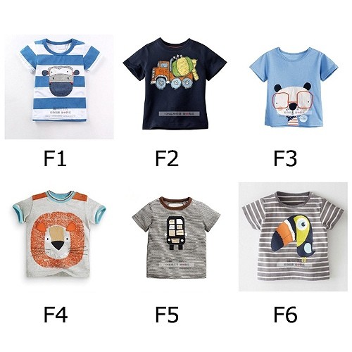ベビー　キッズ　子供服　Tシャツ　ボーダー　アニマル　プリント　半袖　かわいい　キュート　カジュアル　おでかけ　デイリー　保育園　幼稚園　ホワイト　グレー　ブルー　レッド　オレンジ　ピンク　イエロー　送料無料
