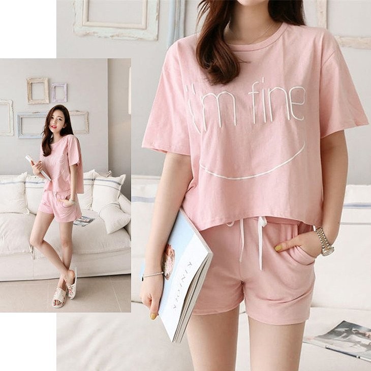 レディース　パジャマ　上下セット　ナイトウェア　半袖Tシャツ　ショートパンツ　プリント　大きいサイズ　カジュアル　フェミニン　大人可愛い　リラックス　ルームウェア　ラフスタイル　ピンク　送料無料