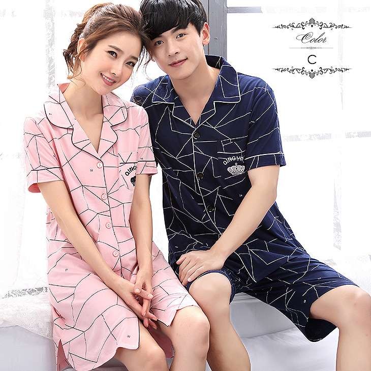 レディース　パジャマ　上下セット　ナイトウェア　半袖トップス　ロングシャツ　コットン　ハーフパンツ　ワンポイント　大きいサイズ　カジュアル　フェミニン　大人可愛い　リラックス　ルームウェア　ラフスタイル　ネイビー　ピンク　送料無料