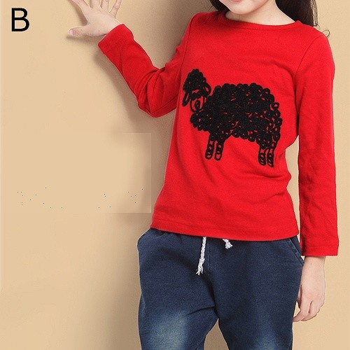 キッズ　ジュニア　子供服　Tシャツ　プリント　アニマル　ロゴ　長袖　かわいい　キュート　カジュアル　おでかけ　デイリー　ブラック　レッド　ホワイト　送料無料