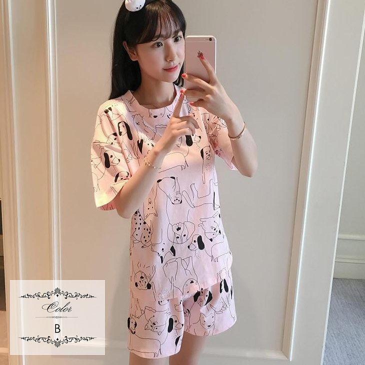 レディース　パジャマ　上下セット　ナイトウェア　半袖Tシャツ　ショートパンツ　アニマル　ロゴ　ストライプ　大きいサイズ　カジュアル　フェミニン　大人可愛い　リラックス　ルームウェア　ラフスタイル　ピンク　オレンジ　ブルー　送料無料