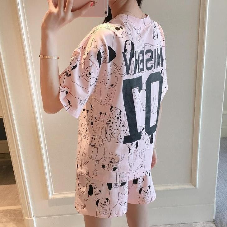 レディース　パジャマ　上下セット　ナイトウェア　半袖Tシャツ　ショートパンツ　アニマル　ロゴ　ストライプ　大きいサイズ　カジュアル　フェミニン　大人可愛い　リラックス　ルームウェア　ラフスタイル　ピンク　オレンジ　ブルー　送料無料