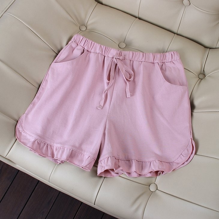 レディース　パジャマ　上下セット　ナイトウェア　半袖Tシャツ　ショートパンツ　ロゴ　フリル　カジュアル　フェミニン　大人可愛い　リラックス　ルームウェア　ラフスタイル　ピンク　送料無料