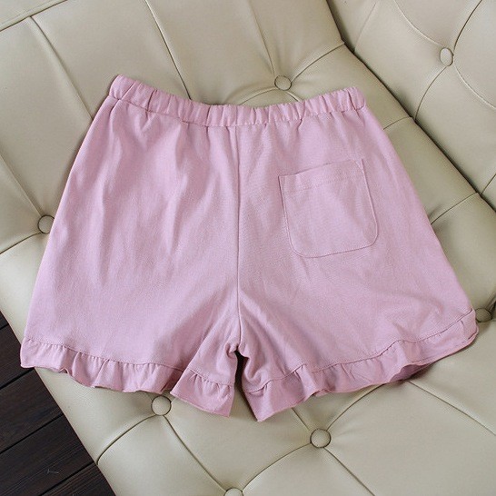 レディース　パジャマ　上下セット　ナイトウェア　半袖Tシャツ　ショートパンツ　ロゴ　フリル　カジュアル　フェミニン　大人可愛い　リラックス　ルームウェア　ラフスタイル　ピンク　送料無料