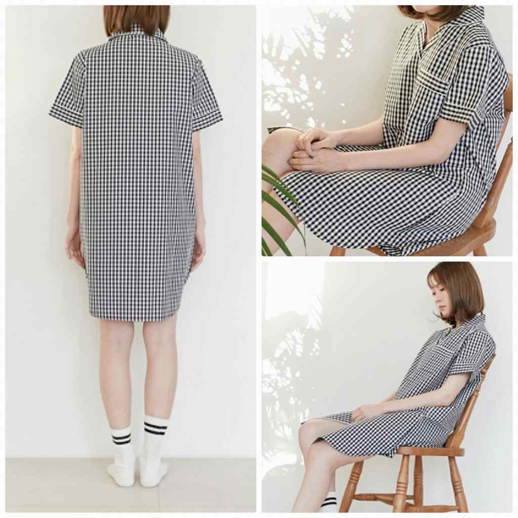 レディース　パジャマ　ナイトウェア　半袖　ギンガムチェック　前開き　短パン　ワンピース　メンズ　ペア　お揃い　夏　上下セット　部屋着　ルームウェア　シンプル　キュート　かわいい 　フェミニン　送料無料