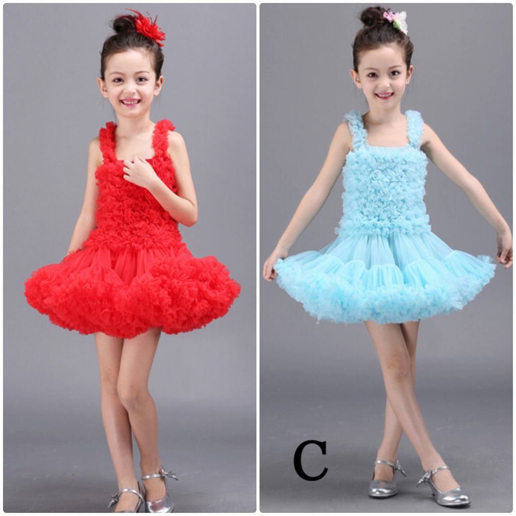 キッズ　ドレス　チュチュ　スカート　ワンピース　ノースリーブ　子供服　パーティー　結婚式　バレエ　発表会　ダンス　ミニドレス　衣装　かわいい　ピンク　レッド　ブルー　90　100　110　120　130　140　150　送料無料