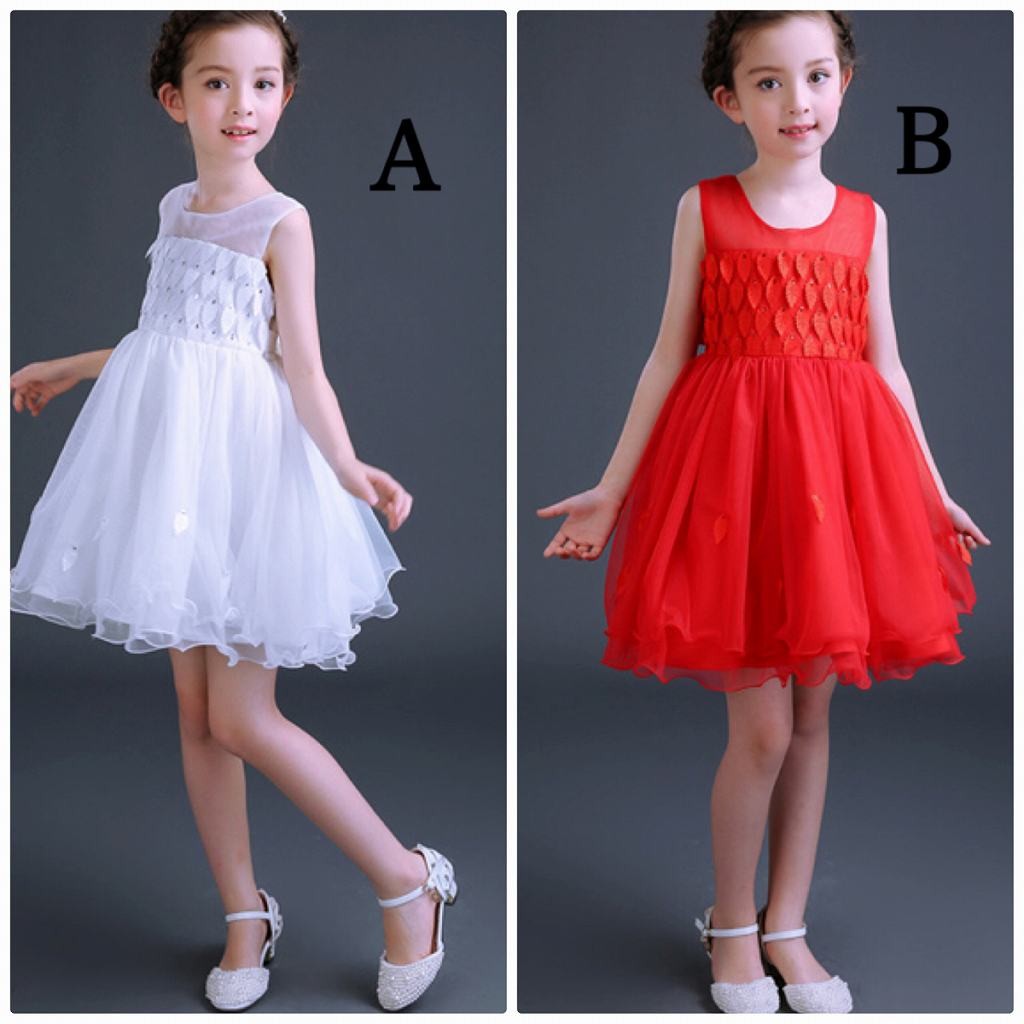 キッズ　ドレス　チュチュ　チュール　スカート　ワンピース　ノースリーブ　子供服　パーティー　結婚式　バレエ　ピアノ　発表会　ダンス　ミニドレス　衣装　かわいい　ホワイト　レッド　110　120　130　140　150　160　送料無料