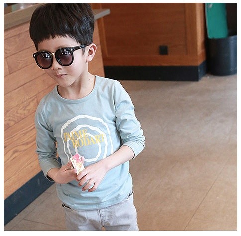 キッズ　ジュニア　子供服　男　男の子　トップス　七分丈　シンプル　ホワイト　白　グレー　水色　送料無料