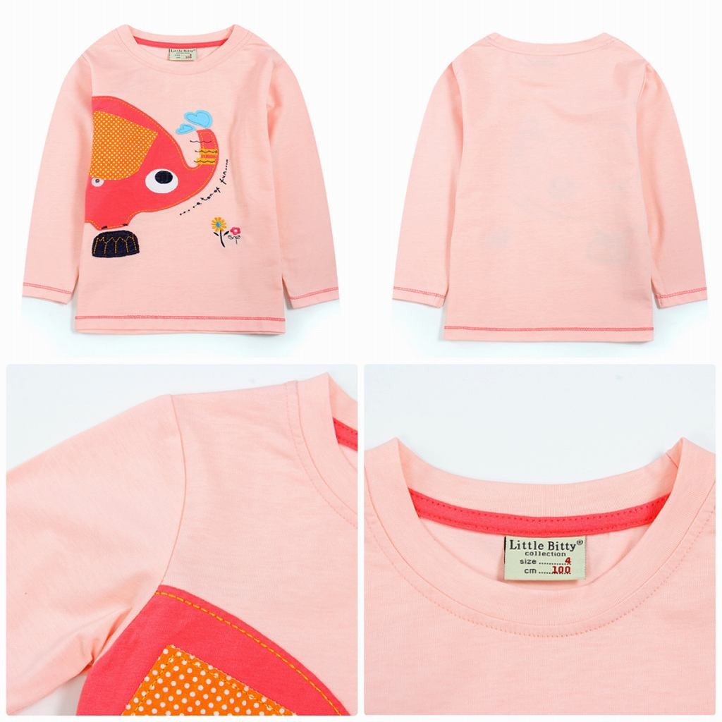 キッズ　ロングTシャツ　象　刺繍　クルーネック　ロングスリーブ　トップス　ユニセックス　男の子　女の子　可愛い　キュート　子供　ジュニア　ネイビー　紺色　80　90　100　110　120　130　cm　サイズ　送料無料