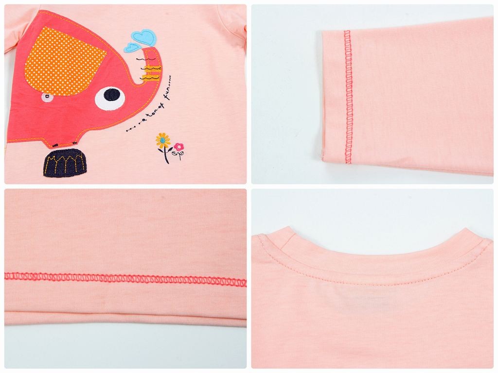 キッズ　ロングTシャツ　象　刺繍　クルーネック　ロングスリーブ　トップス　ユニセックス　男の子　女の子　可愛い　キュート　子供　ジュニア　ネイビー　紺色　80　90　100　110　120　130　cm　サイズ　送料無料