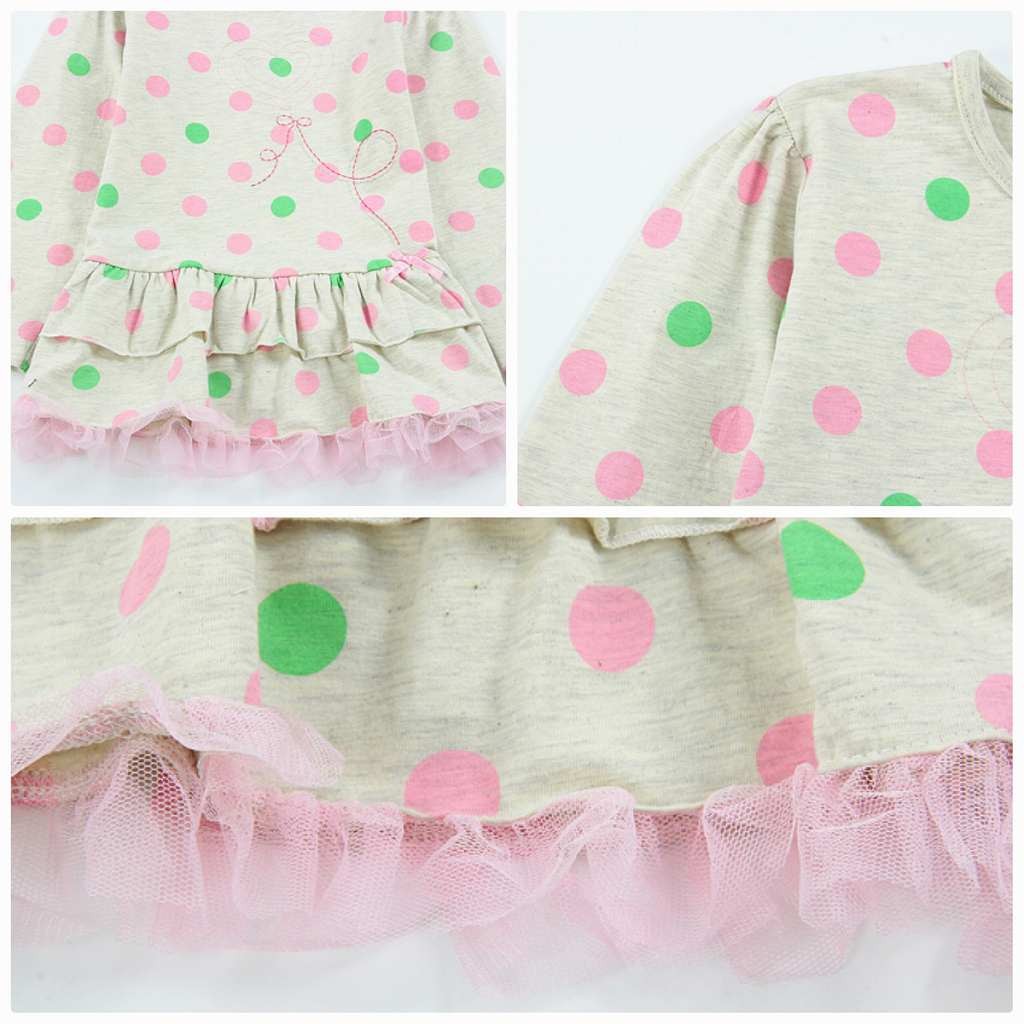 キッズ　2点セット　ロングTシャツ　フリル　ドット　クルーネック　ロングスリーブ　トップス　パンツ　ズボン　ボトムス　女の子　可愛い　キュート　子供　ジュニア　ピンク　グレー　灰色　80　90　100　110　120　130　cm　サイズ　送料無料