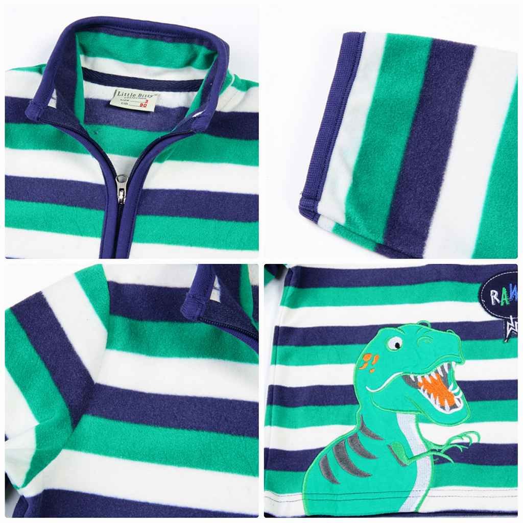 キッズ　プルオーバー　フリース　ボーダー　恐竜　トップス　男の子　可愛い　キュート　子供　ジュニア　グリーン　ネイビー　ホワイト　緑色　紺　白　80　90　100　110　120　130　cm　サイズ　送料無料
