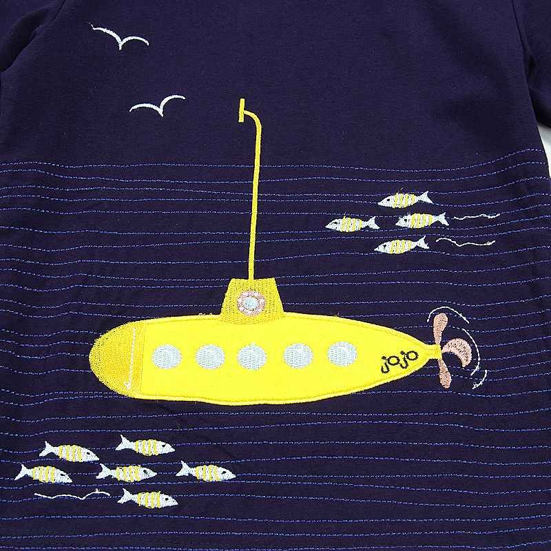 キッズ　子供服　トップス　長袖　Tシャツ　ワッペン　潜水艦　かわいい　キュート　男の子　カジュアル　保育園　幼稚園　お着替え　お出かけ　普段着　デイリー　ネイビー　送料無料