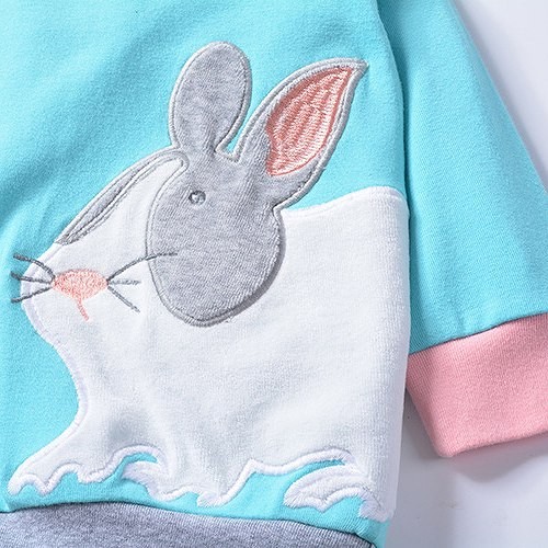 ベビー　キッズ　子供服　パジャマ　長袖トップス　ロングパンツ　ウサギ　かわいい　キュート　男の子　カジュアル　保育園　幼稚園　お着替え　ルームウェア　普段着　デイリー　ブルー　送料無料