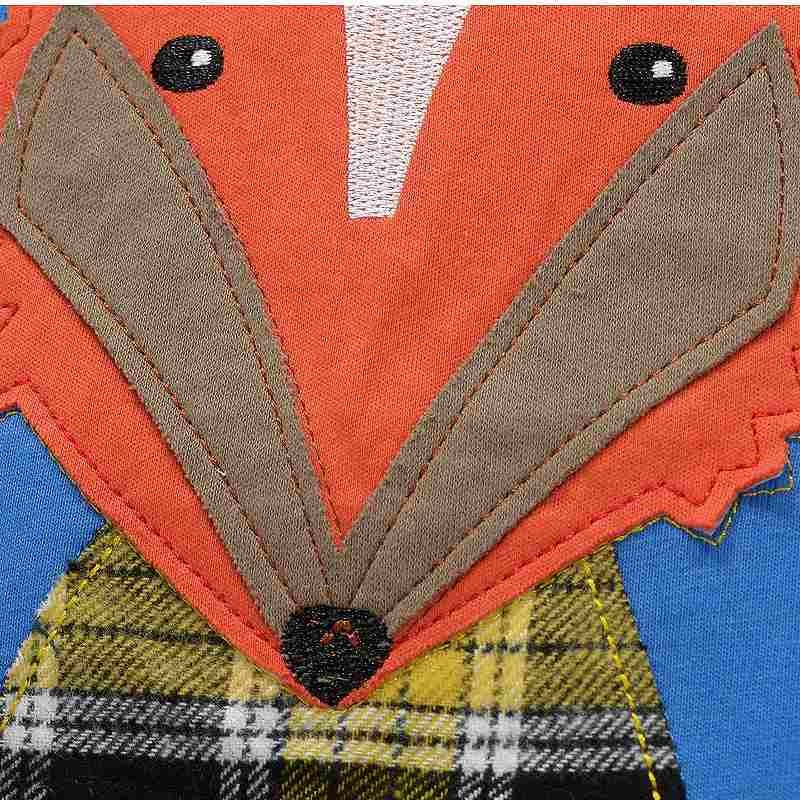 ベビー　キッズ　子供服　パジャマ　上下セット　長袖　Tシャツ　ロングパンツ　きつね　アニマル　キュート　かわいい　男の子　カジュアル　保育園　幼稚園　お着替え　ルームウェア　普段着　デイリー　ブルー　送料無料