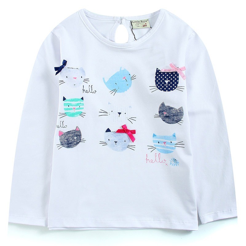 キッズ　子供服　トップス　長袖　Tシャツ　アニマル　かわいい　キュート　女の子　カジュアル　保育園　幼稚園　お着替え　お出かけ　普段着　デイリー　ホワイト　送料無料