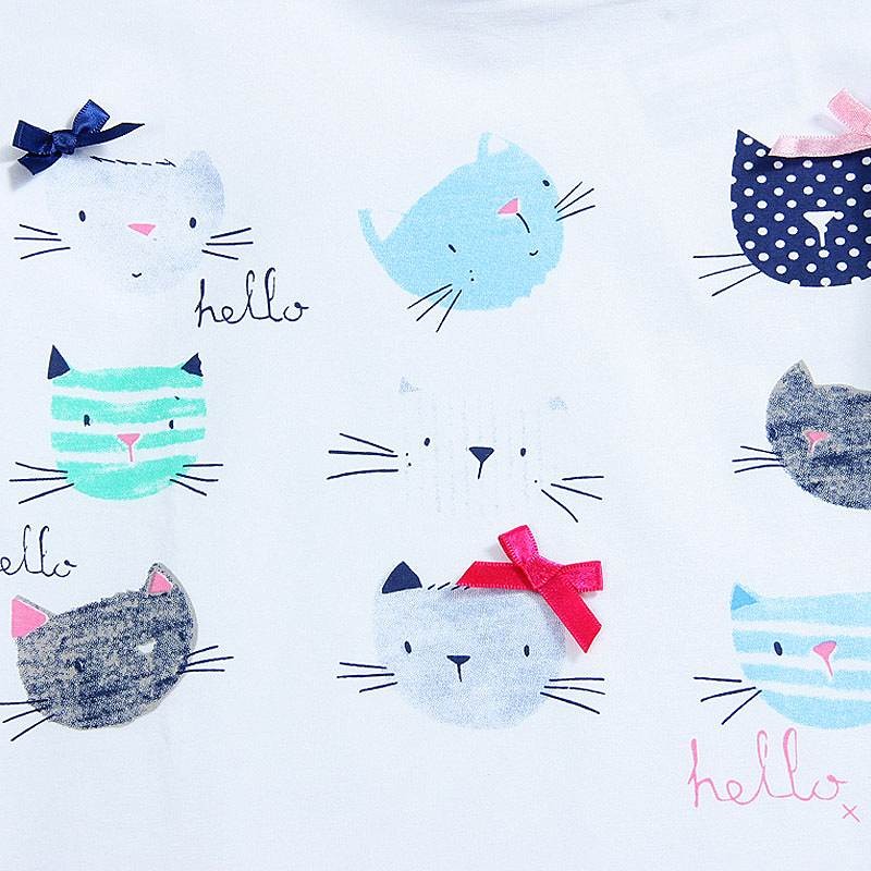 キッズ　子供服　トップス　長袖　Tシャツ　アニマル　かわいい　キュート　女の子　カジュアル　保育園　幼稚園　お着替え　お出かけ　普段着　デイリー　ホワイト　送料無料