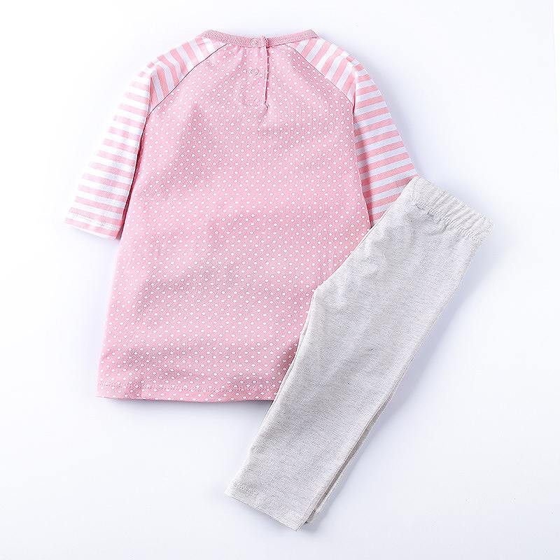 キッズ　子供服　パジャマ　上下セット　長袖　Tシャツ　ロングパンツ　ネズミ　アニマル　キュート　かわいい　女の子　カジュアル　保育園　幼稚園　お着替え　ルームウェア　普段着　デイリー　ピンク　送料無料