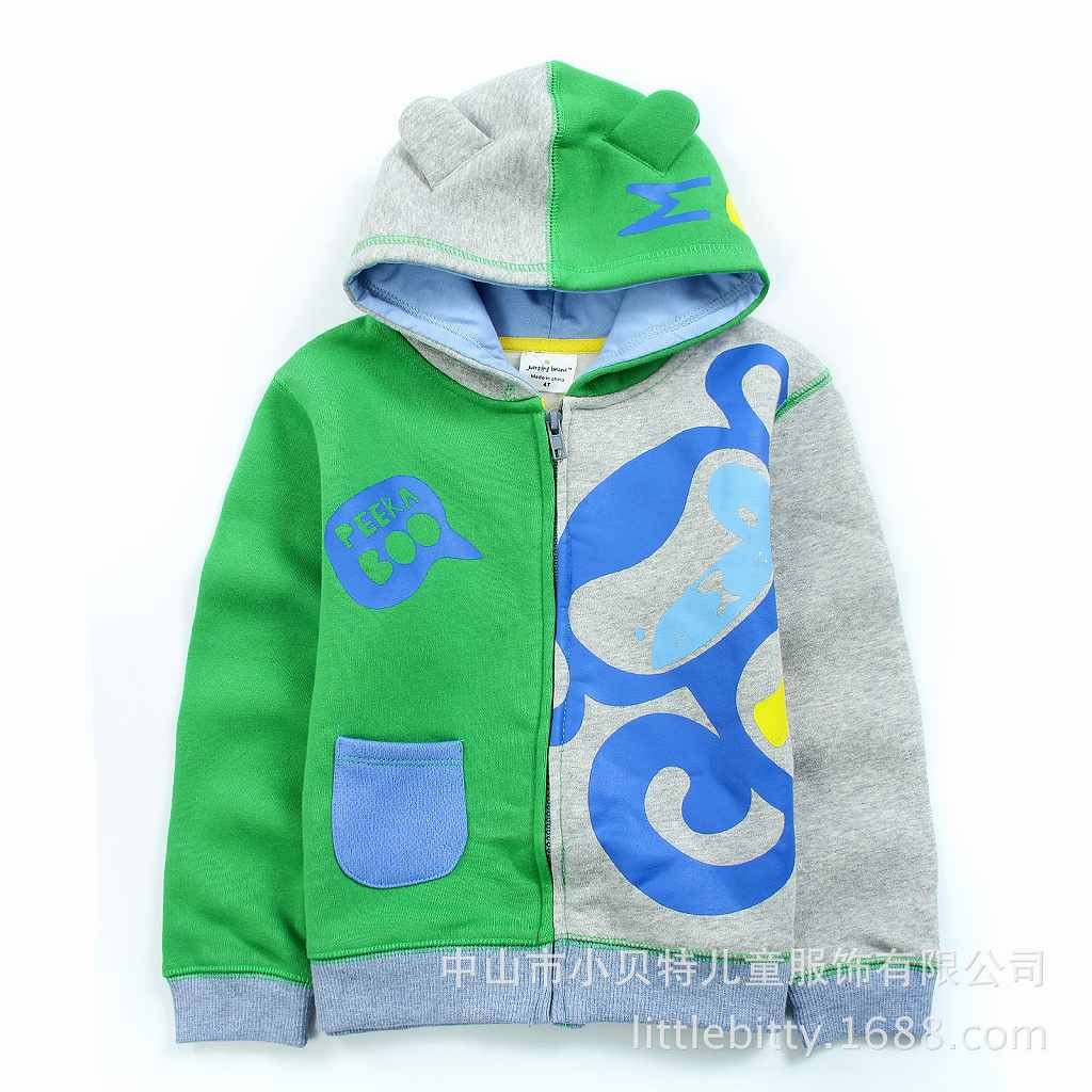 ベビー　キッズ　子供服　アウター　ジップアップ　パーカー　長袖　さる　アニマル　キュート　かわいい　男の子　カジュアル　保育園　幼稚園　お着替え　お出かけ　普段着　デイリー　グリーン　送料無料