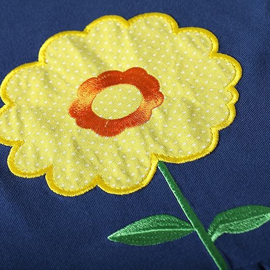 ベビー　キッズ　子供服　パジャマ　上下セット　長袖　Tシャツ　ロングパンツ　フラワー　女の子　カジュアル　保育園　幼稚園　お着替え　ルームウェア　普段着　デイリー　ネイビー　送料無料