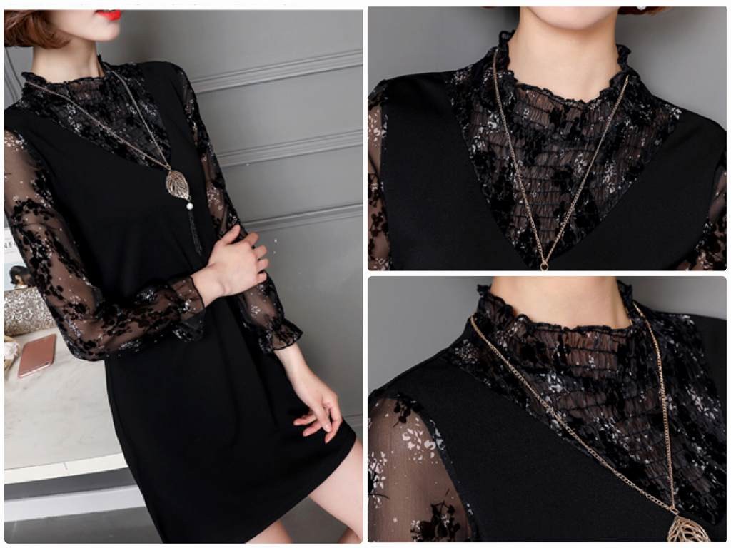 レディース　透け素材　刺繍　ワンピース　ミニ丈　スカート　カジュアル　キュート　可愛い　フェミニン　セクシー　きれいめ　上品　エレガント　おしゃれ　お出かけ　デイリー　お呼ばれ　ブラック　黒色　L　XL　2XL　3XL　4XL　大きいサイズ　送料無料