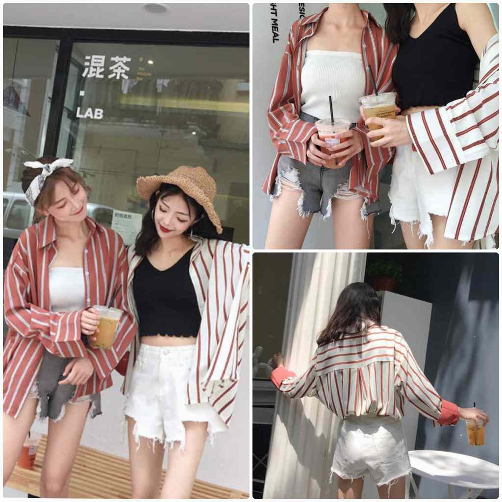 レディース　ストライプ　シャツ　ブラウス　オーバーサイズ　ビッグシルエット　大きめ　トップス　カジュアル　キュート　大人　可愛い　フェミニン　セクシー　おしゃれ　お出かけ　デイリー　ホワイト　レッド　白色　赤　フリーサイズ　ワンサイズ　送料無料
