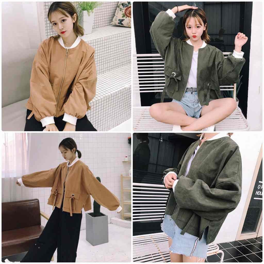 レディース　ブルゾン　ジャケット　MA-1　パフスリーブ　秋　アウター　カジュアル　長袖　キュート　大人　可愛い　フェミニン　おしゃれ　お出かけ　デイリー　ブラウン　ブルー　グリーン　茶色　青　緑　フリーサイズ　ワンサイズ　送料無料