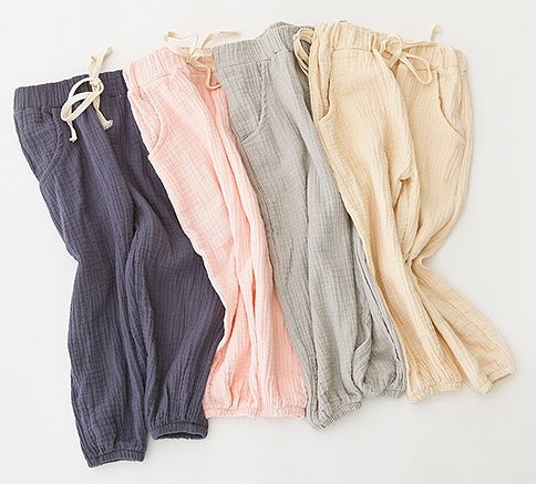 キッズ　ジュニア　子供服　女　女の子　涼しい　リネン　スウェット　パンツ　春　夏　動きやすい　可愛い　ピンク　紺　グレー　ベージュ　送料無料