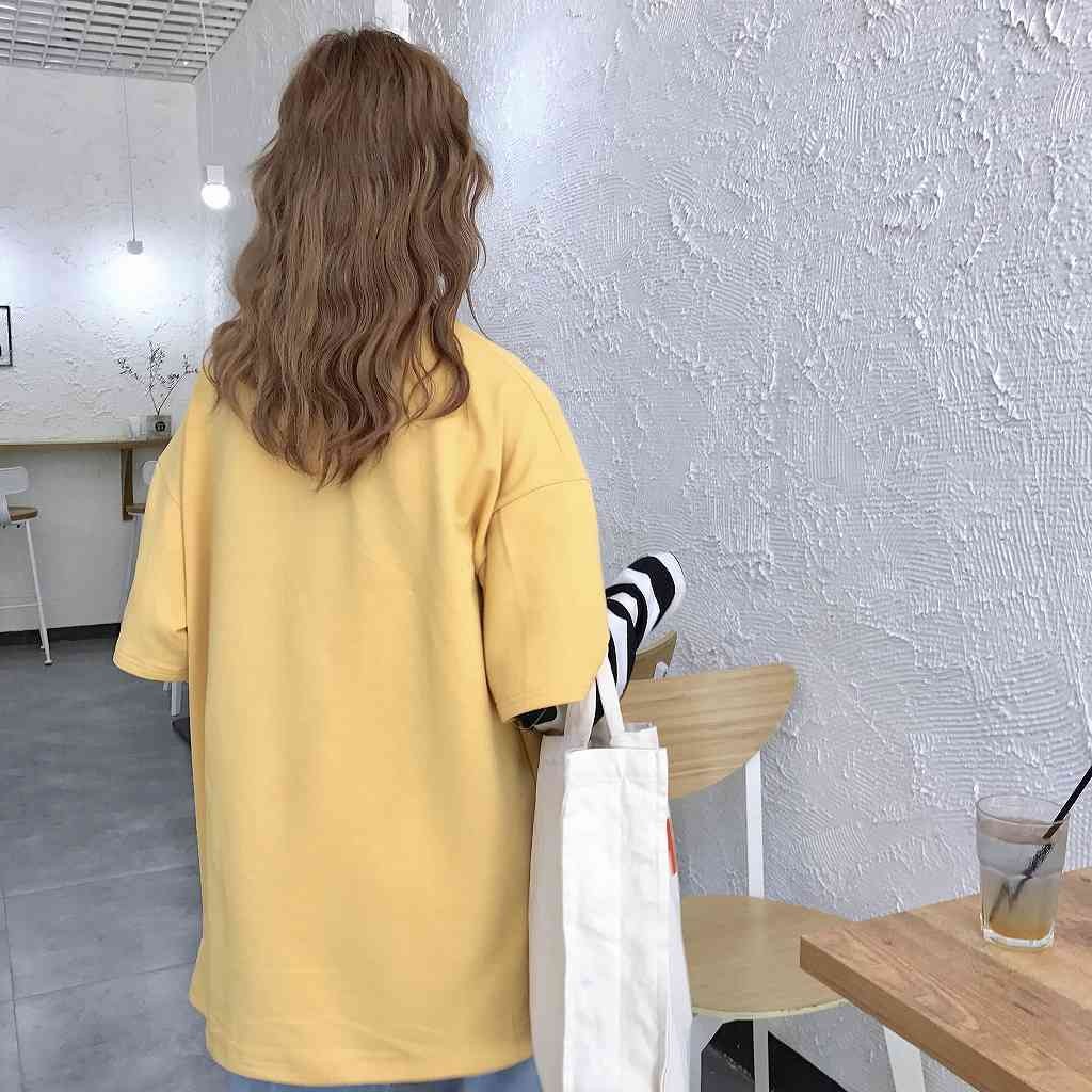 レディース　トップス　カットソー　重ね着風　ラウンドネック　ゆったり　ボーダー　無地　長袖　フリーサイズ　カジュアル　大人可愛い　スポーツ　デート　お出かけ　デイリー　ミルクコーヒー　イエロー　送料無料