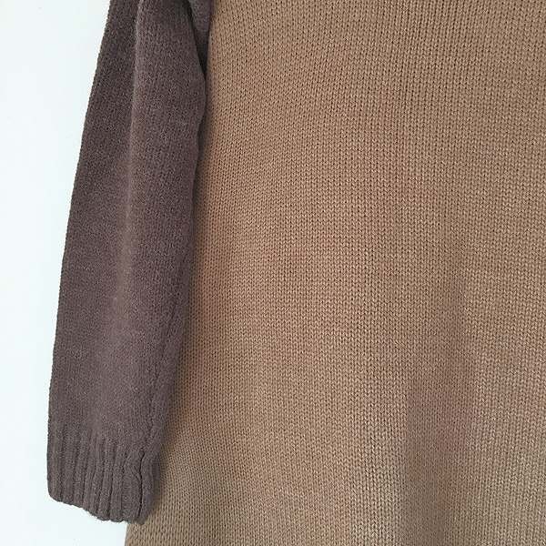 レディース　ワンピース　セーター　長袖　ゆったり　ニット　ミモレ丈　無地　ラウンドネック　フリーサイズ　カジュアル　大人可愛い　シック　フェミニン　デート　お出かけ　デイリー　ブラウン　送料無料