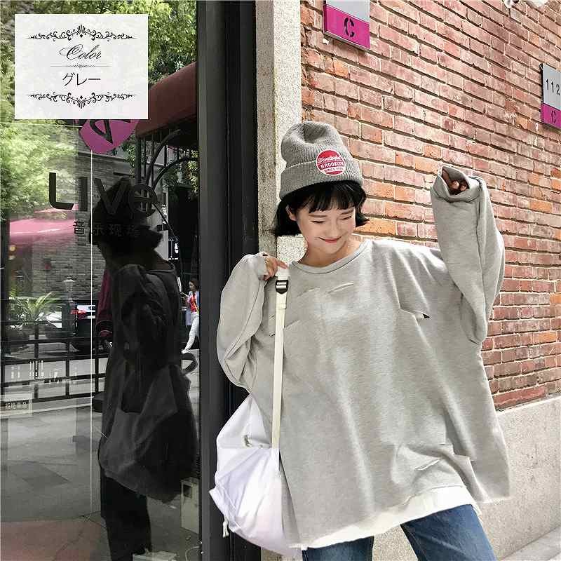 レディース　トップス　ラウンドネック　カットソー　トレーナー　ゆったり　無地　ゆるT　長袖　フリーサイズ　カジュアル　大人可愛い　フェミニン　デート　お出かけ　デイリー　ホワイト　グレー　ブラック　送料無料