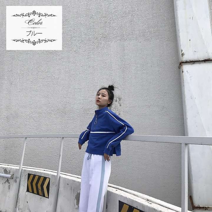 レディース　セットアップ　上下セット　ジャージ　プルオーバー　ロングパンツ　無地　長袖　フリーサイズ　カジュアル　大人可愛い　スポーツ　ジョギング　デイリー　ホワイト　ブルー　ブラック　送料無料