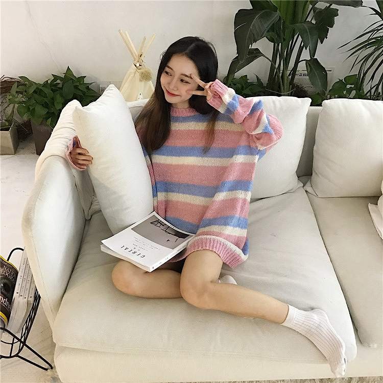 レディース　トップス　ニット　セーター　長袖　ボーダー　ロング丈　シンプル　大きい　ゆったり　おしゃれ　カジュアル　大人可愛い　フェミニン　デート　お出かけ　通勤　普段着　ピンク　グリーン　送料無料