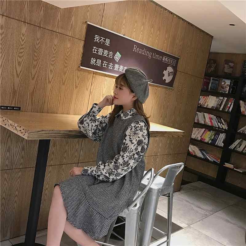 レディース　ワンピース　トランペット　スカート　ノースリーブ　千鳥格子　グレンチェック　膝上　秋　冬　カジュアル　フェミニン　キュート　可愛い　おしゃれ　ブラック　ブラウン　送料無料