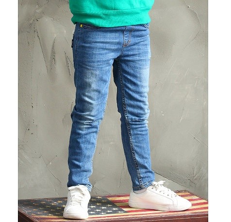 キッズ　ジュニア　子供服　男　女　男の子　女の子　ストレート　デニム　パンツ　長ズボン　ゴム　送料無料