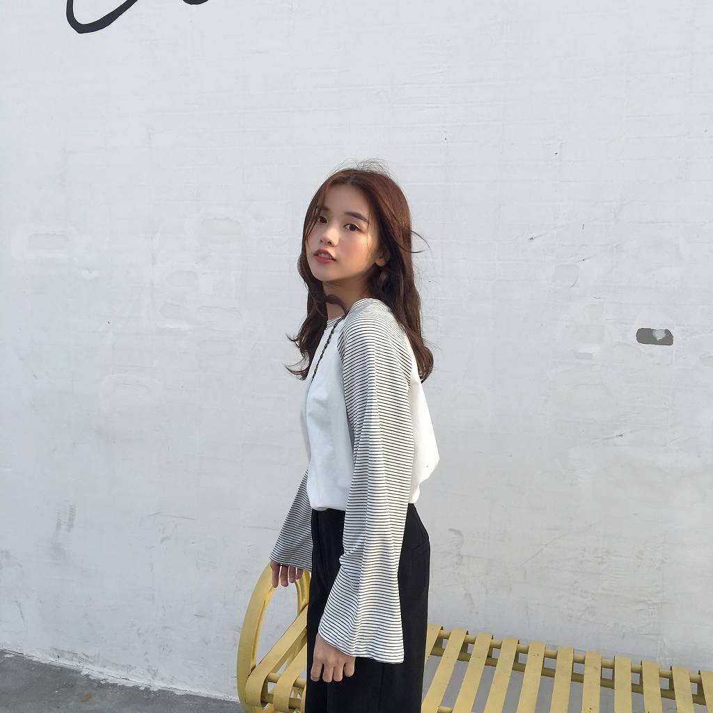 レディース　トップス　カットソー　無地　ボーダー　切り替え　長袖　ゆったり　カジュアル　フリーサイズ　大人可愛い　デート　お出かけ　デイリー　ブラウン　ブラック　グレー　送料無料