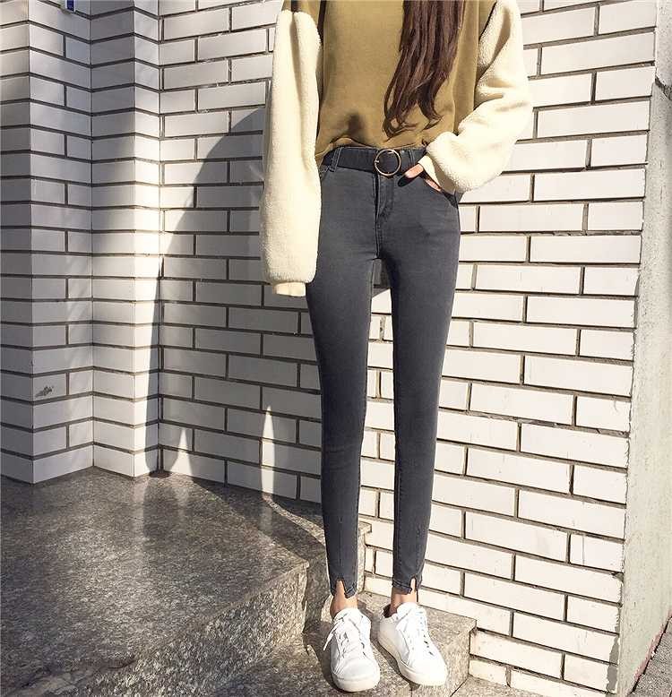 レディース　ボトムス　デニムパンツ　ジーンズ　レギパン　レギンス　スキニー　スリット　大きいサイズ　無地　大人可愛い　カジュアル　美脚　脚長　デイリー　お出かけ　デート　ブラック　送料無料