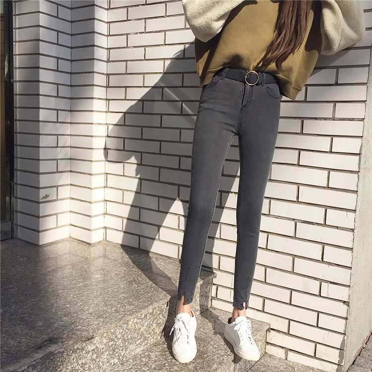 レディース　ボトムス　デニムパンツ　ジーンズ　レギパン　レギンス　スキニー　スリット　大きいサイズ　無地　大人可愛い　カジュアル　美脚　脚長　デイリー　お出かけ　デート　ブラック　送料無料