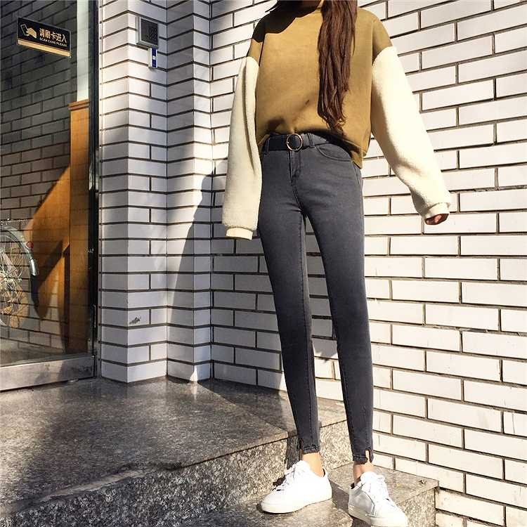 レディース　ボトムス　デニムパンツ　ジーンズ　レギパン　レギンス　スキニー　スリット　大きいサイズ　無地　大人可愛い　カジュアル　美脚　脚長　デイリー　お出かけ　デート　ブラック　送料無料