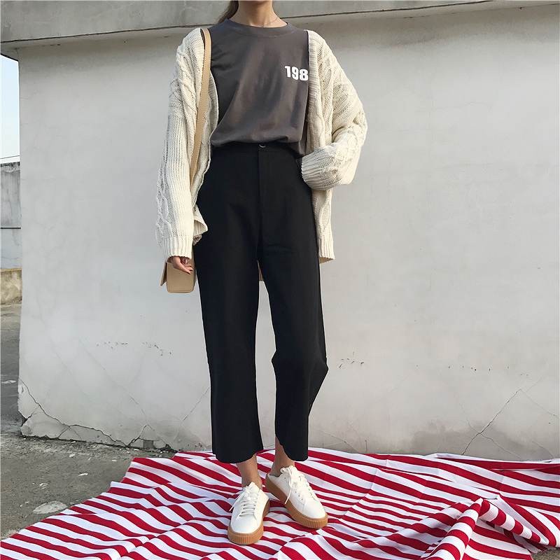 レディース　ボトムス　ワイドパンツ　9分丈　無地　チノパン　大人可愛い　フリーサイズ　カジュアル　オフィス　OL　デイリー　お出かけ　デート　ブラック　カーキ　グリーン　送料無料