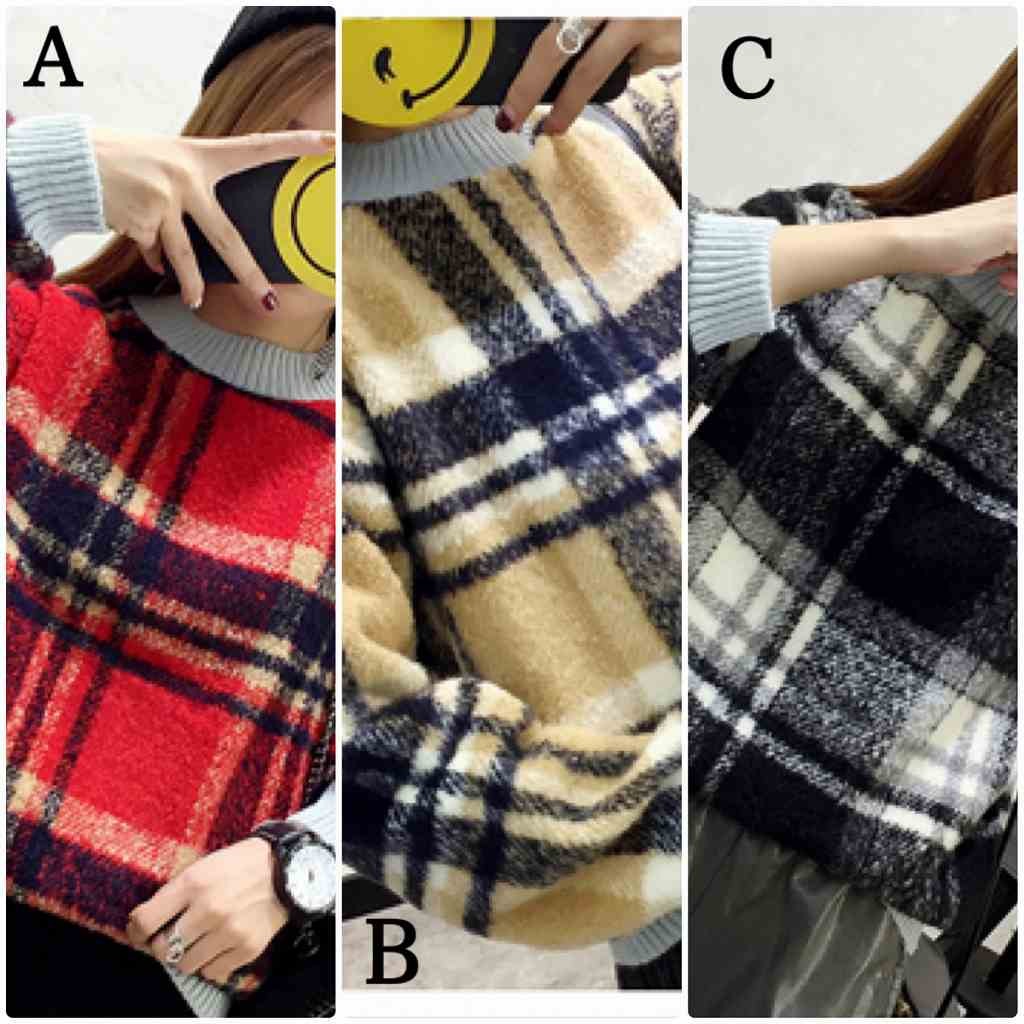 レディース　ニット　セーター　チェック柄　長袖　ゆったり　トップス　カジュアル　キュート　大人　可愛い　フェミニン　おしゃれ　お出かけ　デイリー　ベージュ　レッド　ブラック　茶色　赤　黒　フリーサイズ　ワンサイズ　送料無料