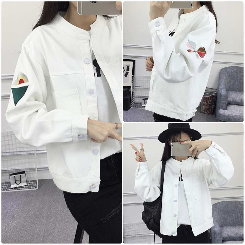 レディース　デニムジャケット　Gジャン　ジージャン　ジャケット　刺繍　アウター　カジュアル　フェミニン　セクシー　きれいめ　エレガント　セクシー　おしゃれ　お出かけ　お呼ばれ　ホワイト　白色　S　M　L　XL　サイズ　送料無料